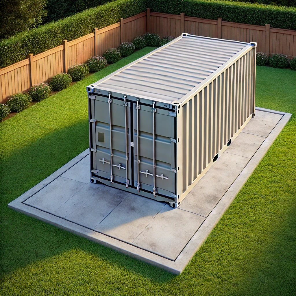 Shipping container concrete pad